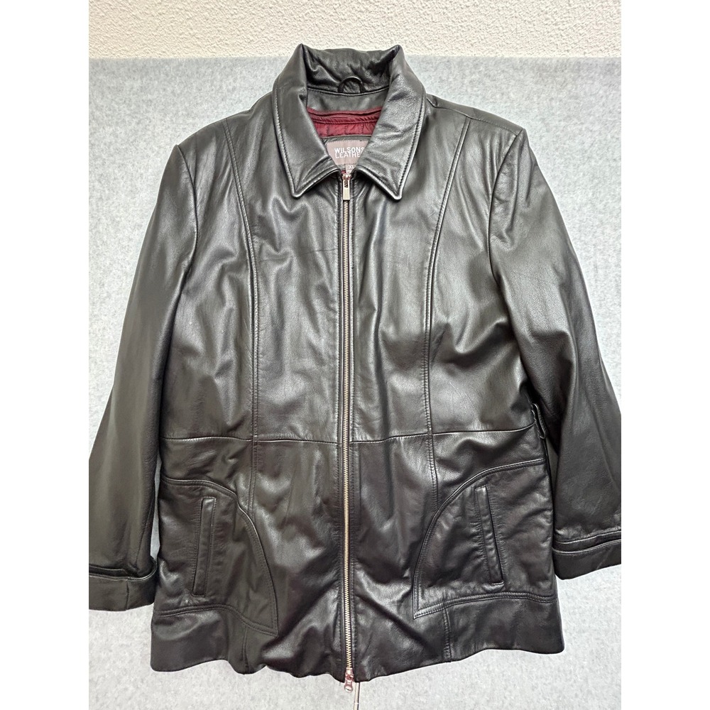 Wilsons Leather Jacket Womens XL Black Thinsulate Insulated Quilted Zip Coat